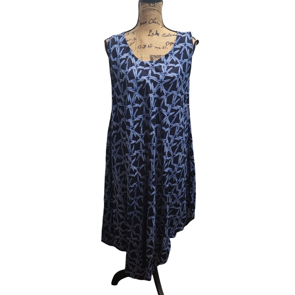 Jessica Taylor Womens One Size Maxi Dress Sleeveless Blue Black‎